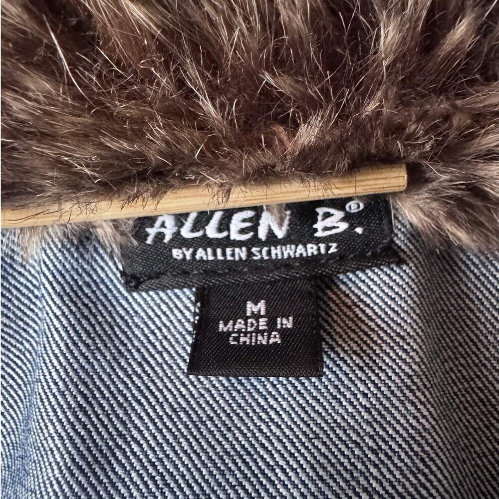 Allen B Schwartz Faux Fur Trim Denim Jacket Bratz Doll Y2K Style Blue Medium - Picture 5 of 6